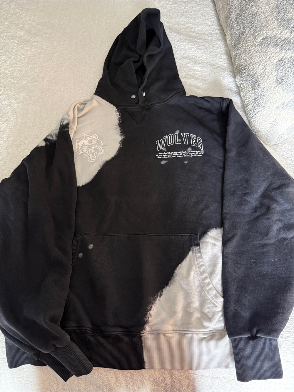 Darc Sport Black and Cream Wolves Hooded Sweatshirt